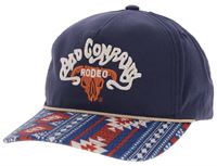 Bad Company Navy 5-Panel Trucker with Aztec Pattern Bill and Cream Brown Embroidery Logo