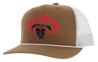 Bad Company Tan White 5-Panel Trucker with Black Red Embroidery Logo