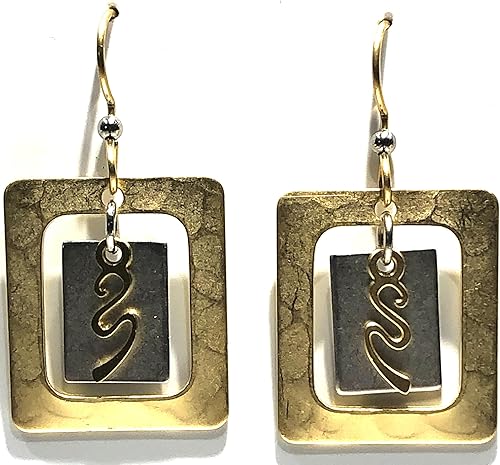 Silver Forest Earring Gold Square Squiggle