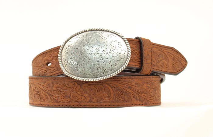 Nocona Oval Buckle Floral Brown Belt