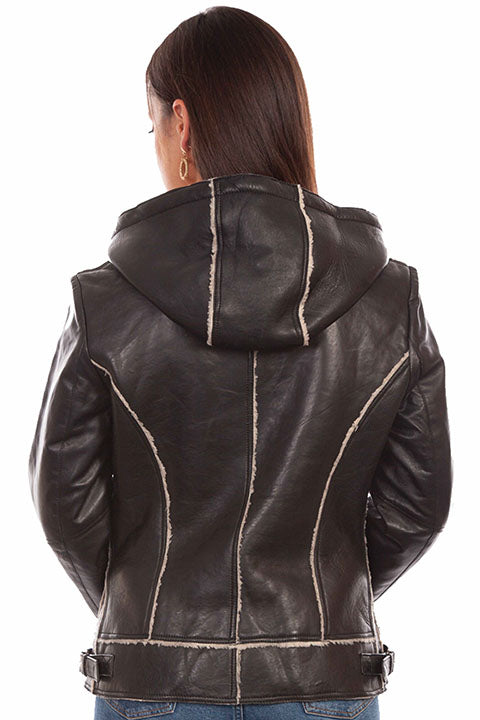 Scully Leather/Fleece Hoodie Black Lamb