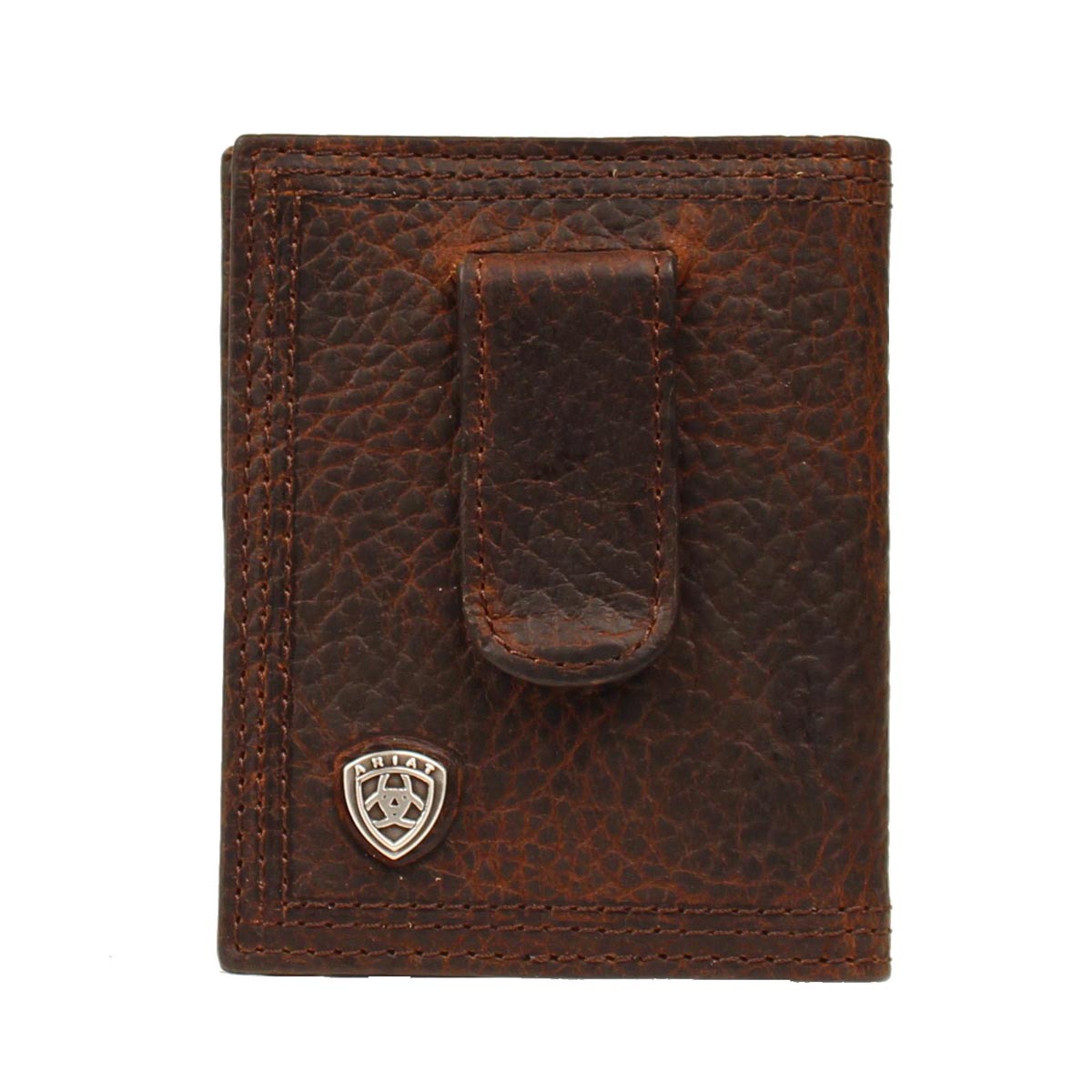 Ariat Chocolate Oiled Triple Stitch Bifold Money Clip