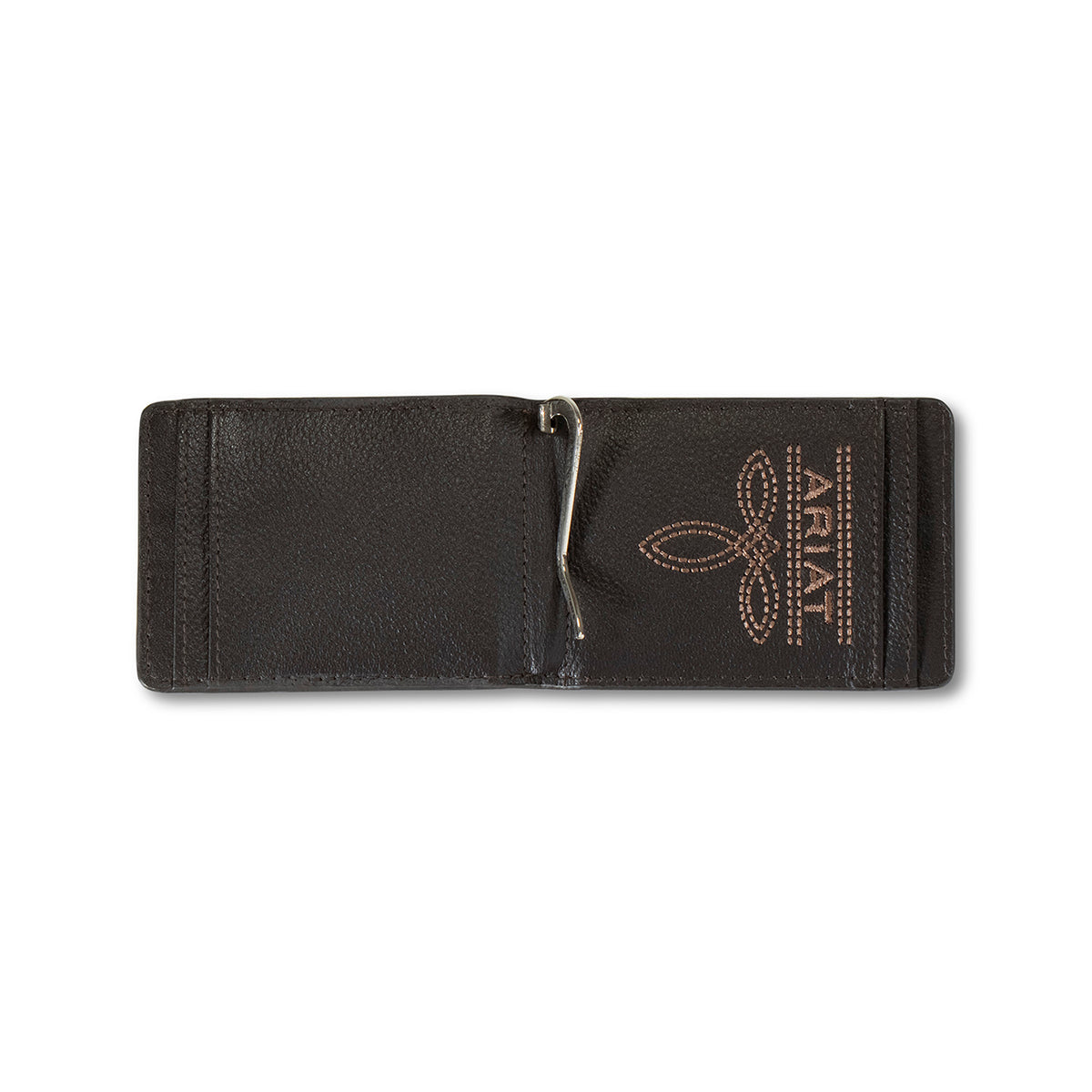 Ariat Bullhide Brown Embroidered Money Clip Wallet