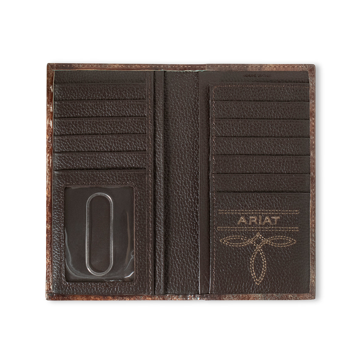 Ariat Embossed Teal/Brown Leather Rodeo Wallet