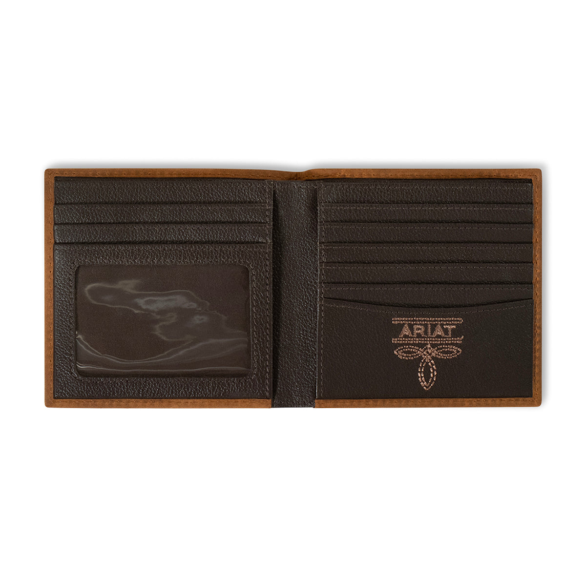 Ariat Scrolling Embossed Medium Brown Large Bi-fold Wallet
