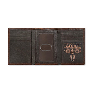 Ariat Mens Trifold Wallet But Stitch Brown