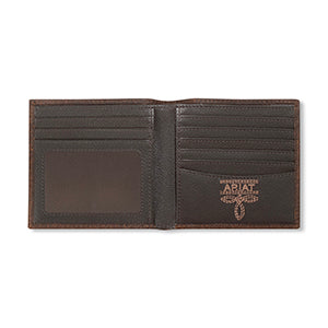 Ariat Mens Large Bifold Wallet Bug Stitch Brown