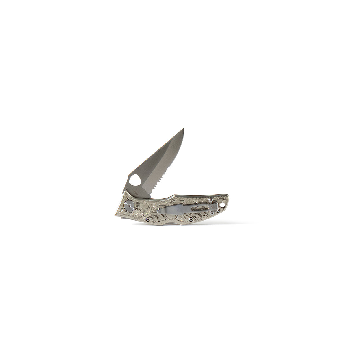 Ariat Hand Engraved Silver Handle Medium Blade Knife