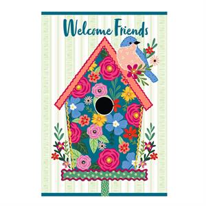 Evergreen Ric Rac Bird House with Bird & Flowers Garden Flag