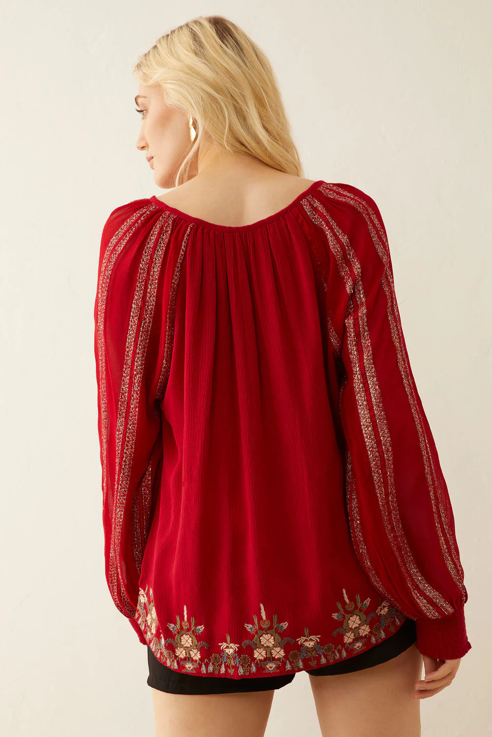 Bohera Scarlet Doe Embroidered Top