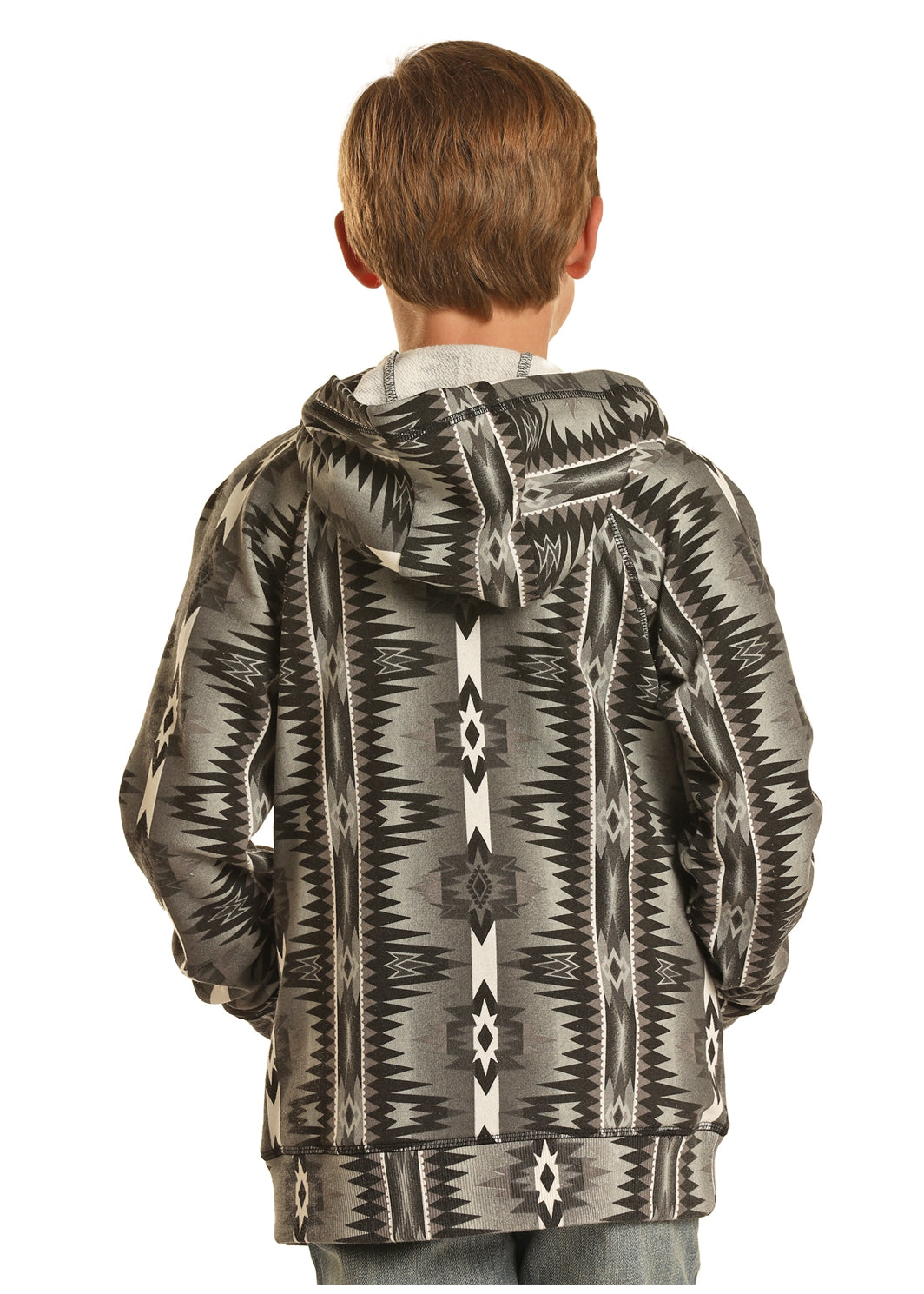 Panhandle Kids Print Hoodie Aztec Black