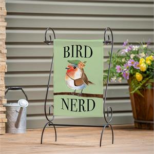 Evergreen Cute Bird Nerd Burlap Garden Flag