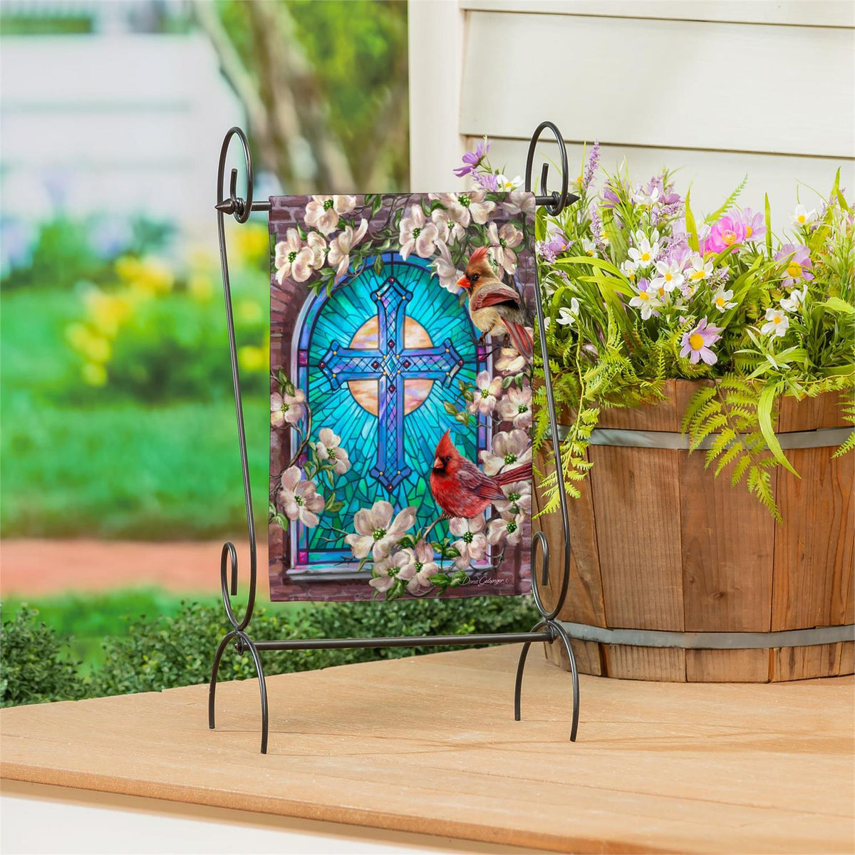 Evergreen Sunday Morning Burlap Garden Flag