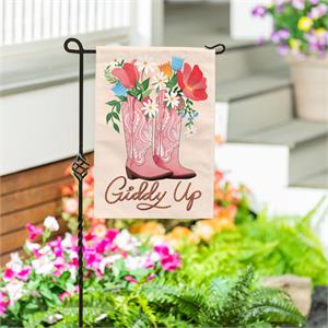 Evergreen Giddy Up Burlap Garden Flag