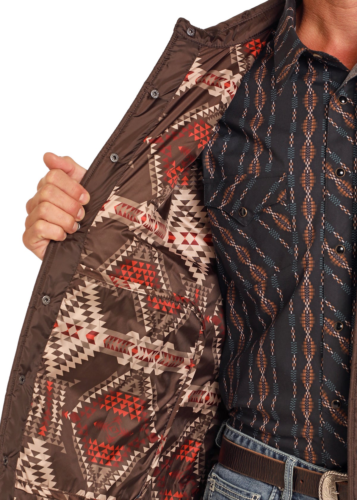 Rock & Roll Brown Long Puffer Jacket