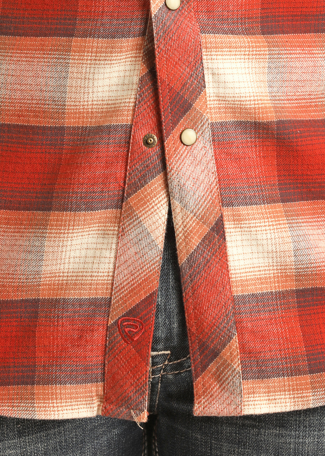 Rock & Roll Flannel Orange Plaid Long Sleeve Snap