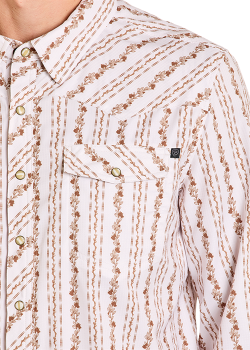 Rock & Roll Tek Long Sleeve Floral Print Snap Natural