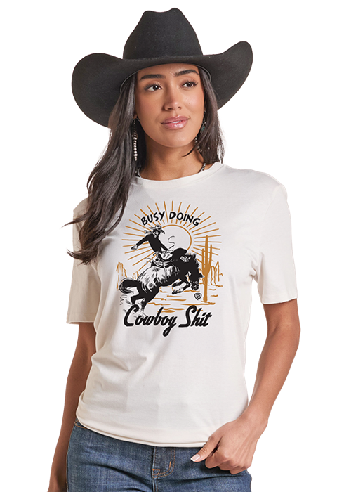 Rock & Roll Busy Doing Cowboy Sh*t T-Shirt White