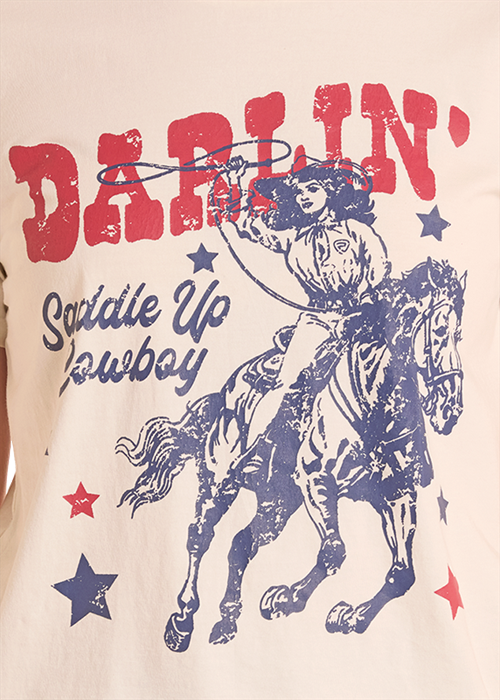 Rock & Roll Saddle Up Cowboy Tee Natural