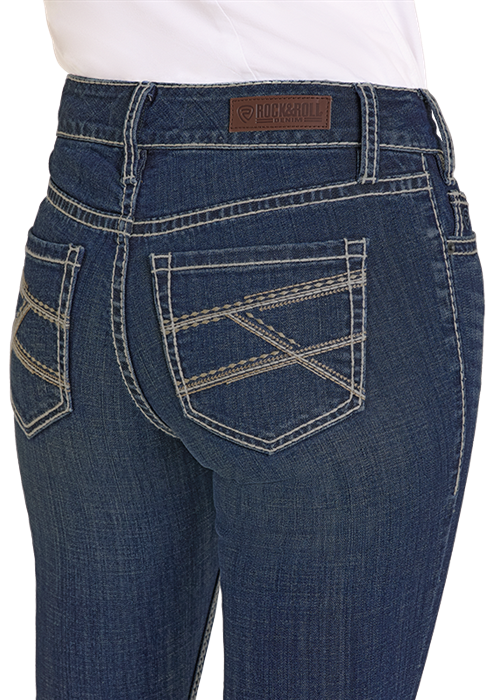 Rock & Roll Embroidered Riding Jean Dark Wash