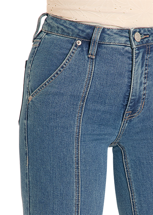 Rock & Roll Front Panel High Rise Trouser Medium Wash