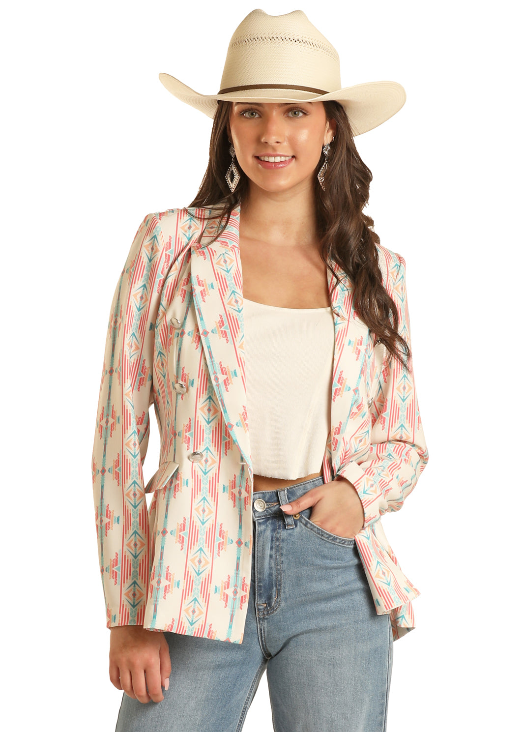 Rock & Roll Print Blazer Natural