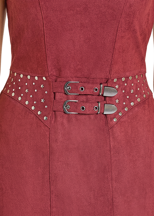 Rock & Roll Microsuede Fringe Dress Wine