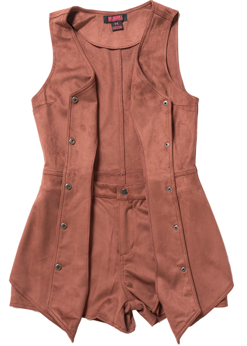 Rock & Roll Microsuede Arrow Romper Brass