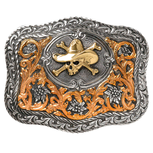 Crumrine Cowboy Skull Two Tone Buckle