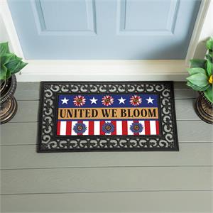 Evergreen American Classic Patriotic Sunflower Flocked Coir Sassafras Mat