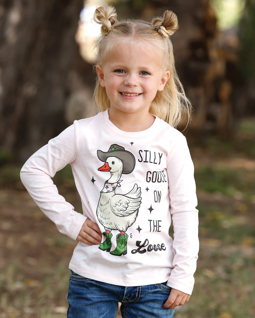 Cruel Girl Toddler Silly Goose on the Loose Long Sleeve T-Shirt Pink