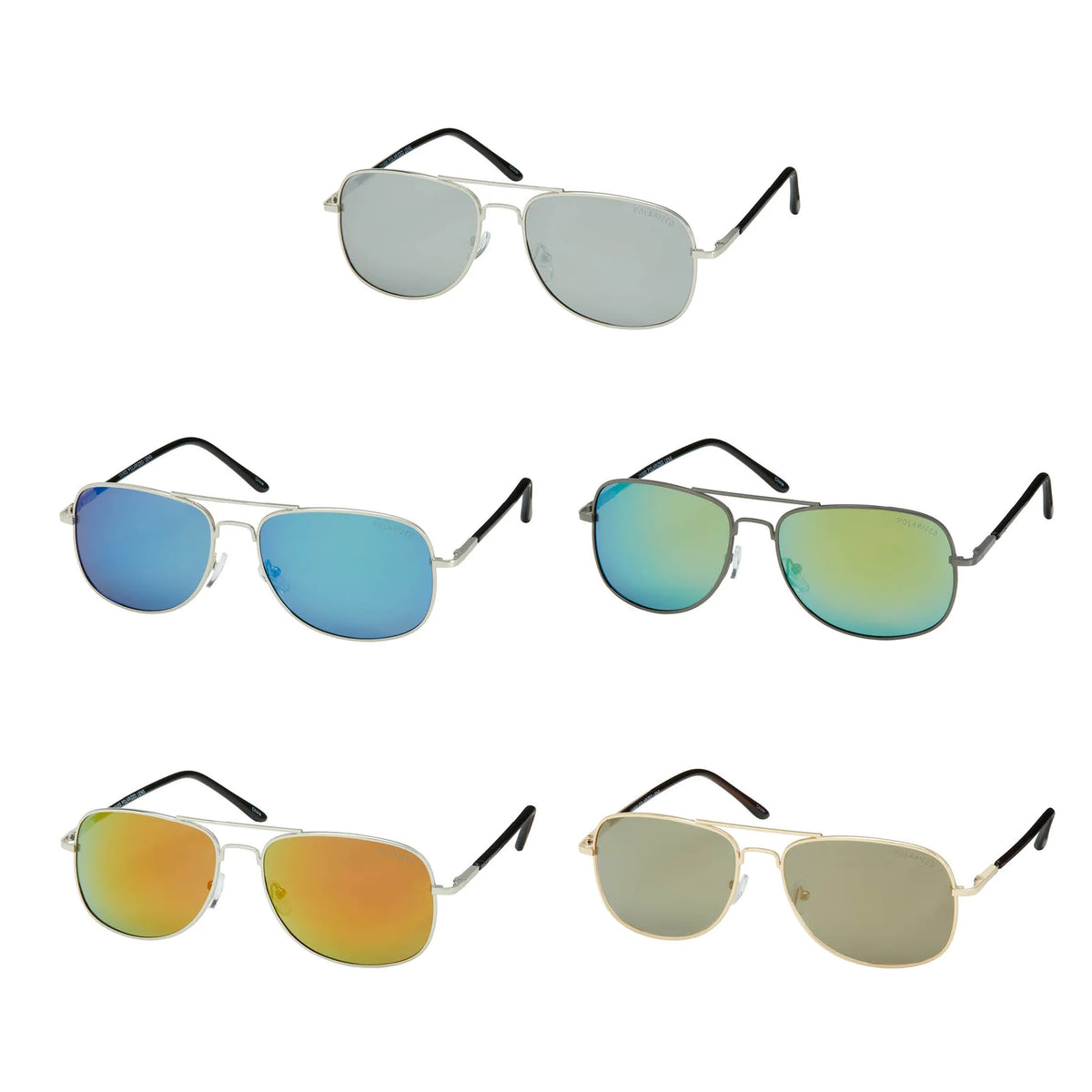 Blue Gem Polarized Square Metal Aviator Sunglasses