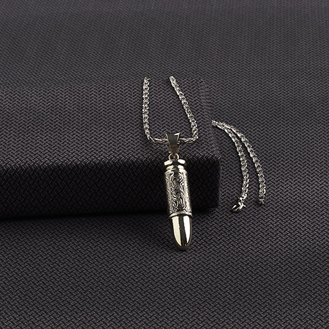 Silver Strike Mens Bullet Necklace