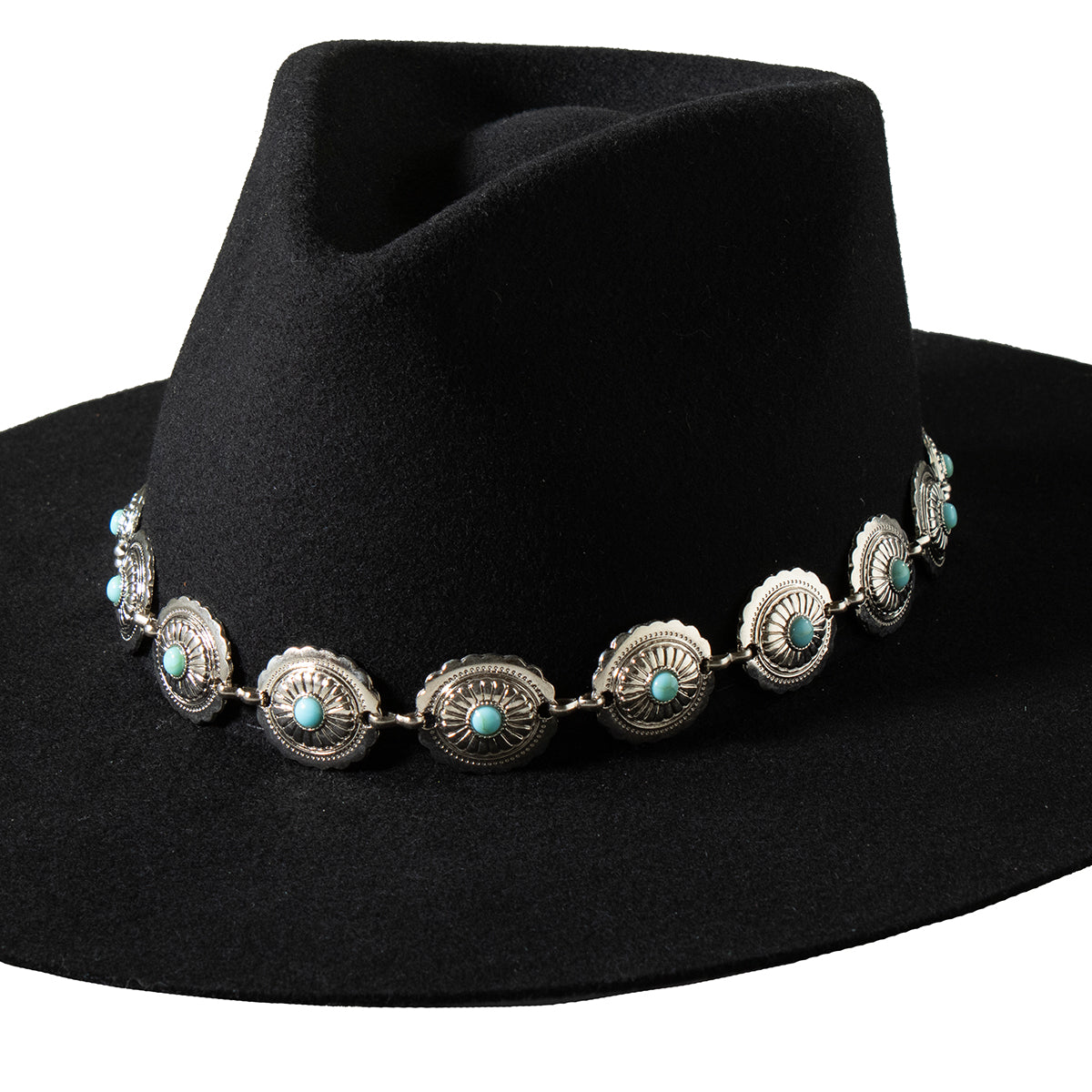 3D Silver/Turquoise Concho Hat Band