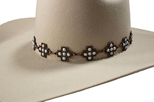 3D 1" White Stone Cross Hat Band