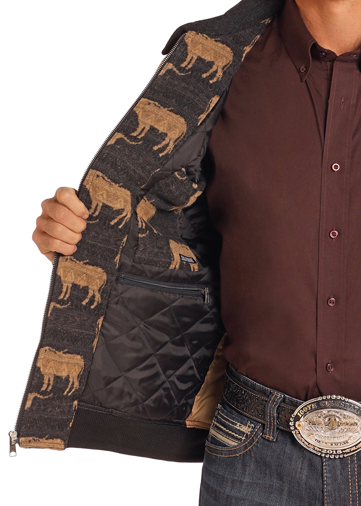 Rock & Roll Jacquard Wool Bomber Jacket Black