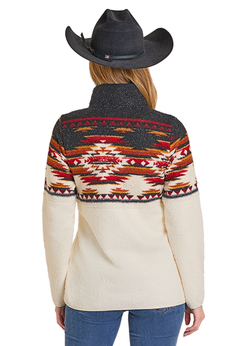 Rock & Roll Aztec Border Berber Pullover Black