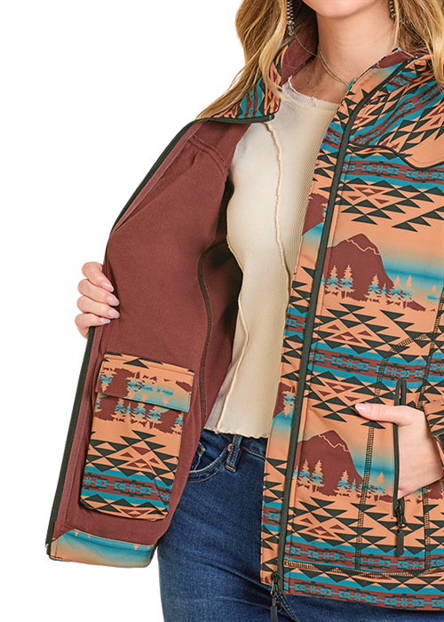 Powder River Mountain Print Rodeo Jacket Rust