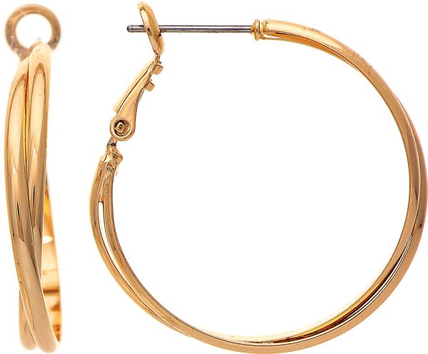 Rain Gold Leverback Med Double Hoop Earring