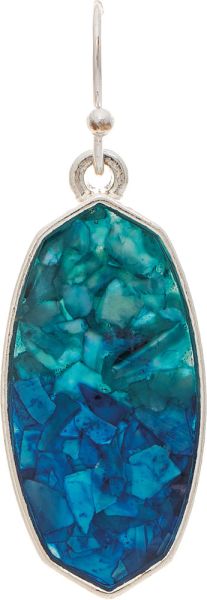 Rain Silver Blue Ombre Inlay Ellipse Earring