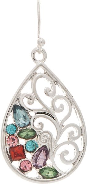 Rain Silver Multi Sparkle Swirl Teardrop Earring