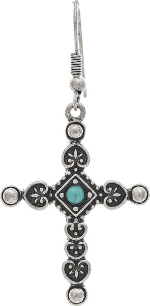 Rain Silver Oxidized Bali Style Cross Earring