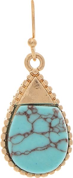 Rain Gold Turquoise Gem Capped Teardrop Earring