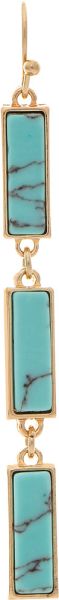 Rain Gold Triple Link Bar Turquoise Stone Earring