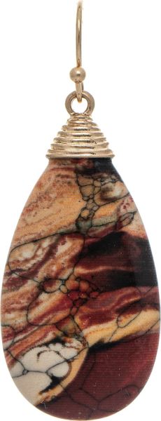 Rain Gold Brown Agate Teardrop Earring