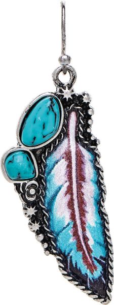 Rain Silver Ox Edge TQ Gem Feather Earring