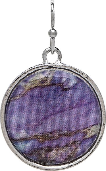 Rain Silver Purple Abstract Inlay Circle Earring