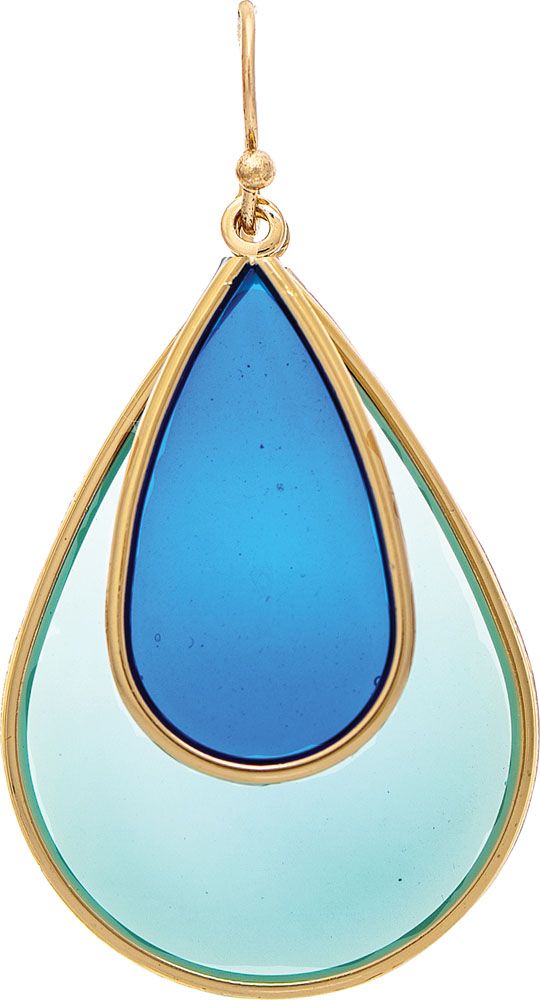 Rain Gold Gold Aqua Royal Blue Epoxy Layer Earring
