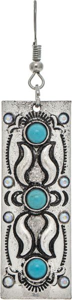 Rain Silver Turquoise Southwest Design Bar Earring