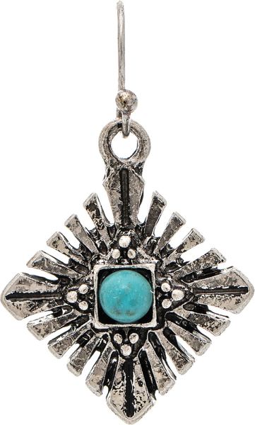 Rain Silver Turquoise Lined Diamond Shape Earring
